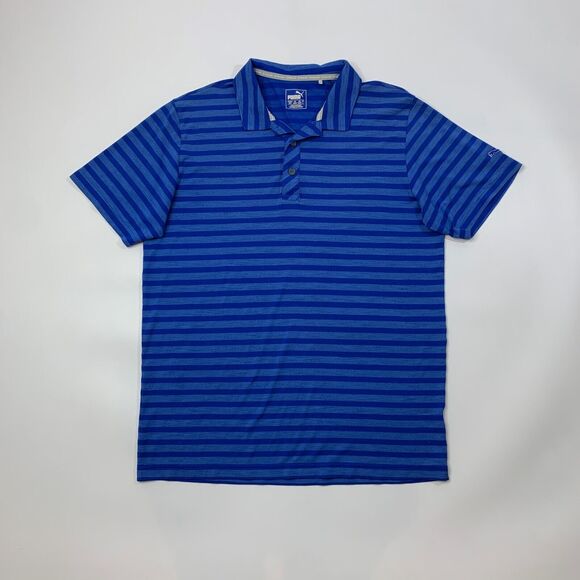 Puma Polo Shirt Mens M Medium Copen Surf Striped Short Sleeve Performance Golf - Picture 2 of 8